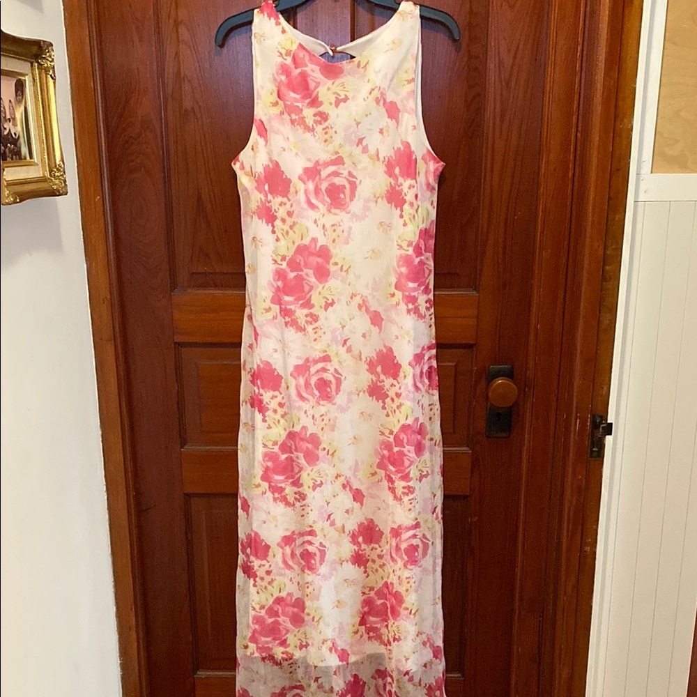 J.B.S. Pink and Orange Halter Sheath Maxi Dress